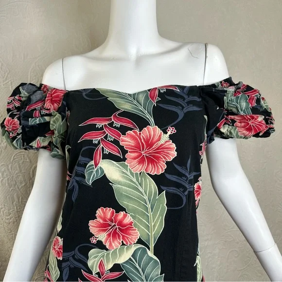 Vintage T&L Muumuu Factory Hawaii Floral Puff Sleeve Maxi Dress - Picture 12 of 16